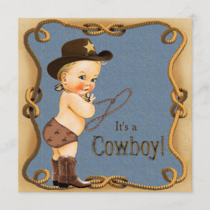 Cute Little Cowboy Baby Shower Invitation