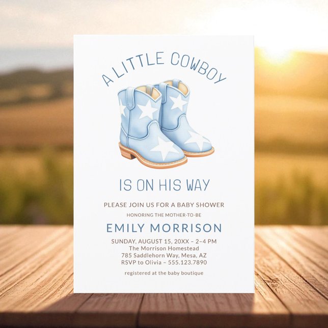 Cute Little Cowboy on the Way Boy Baby Shower Invitation (Creator Uploaded)