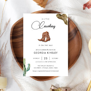 Cute Little Cowboy Western Rodeo Texas Baby Shower Invitation