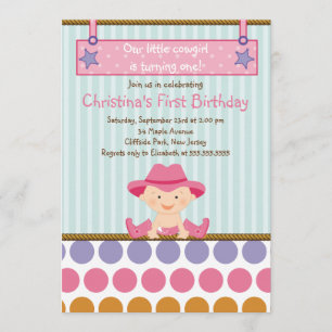 Cute Little Cowgirl Birthday Party Invitations