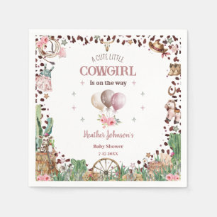 Cute Little Cowgirl Western Watercolor Baby Shower Napkin
