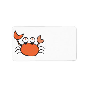 cute little crab cartoon graphic label