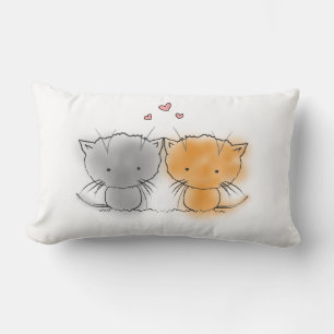 Cute Little Cuddly Kittens Orange and Grey Lumbar Cushion