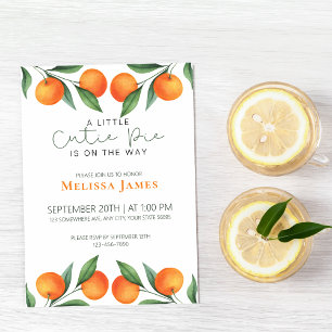 Cute Little Cutie Is On The Way Citrus Baby Shower Invitation