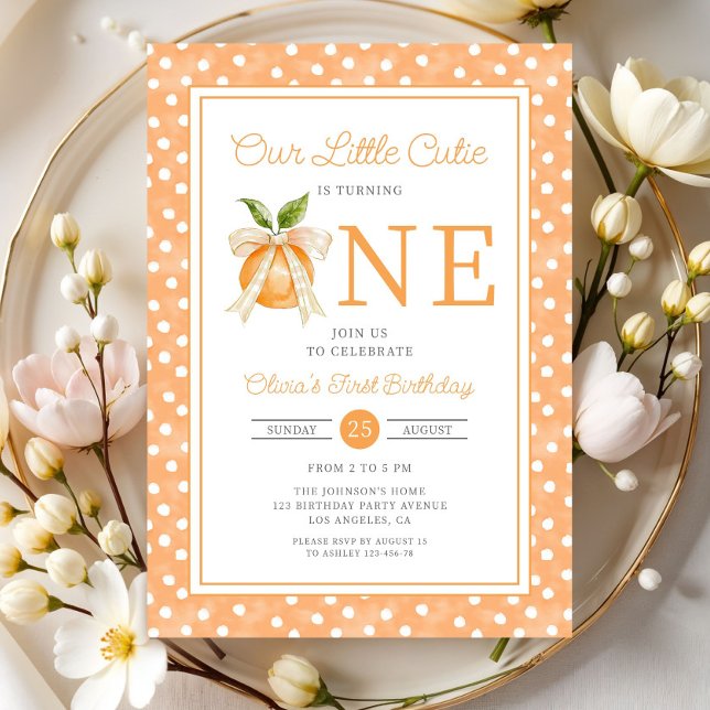 Cute Little Cutie Orange Citrus 1st Birthday Invitation (Cute Little Cutie Orange Citrus 1st Birthday Invitation)