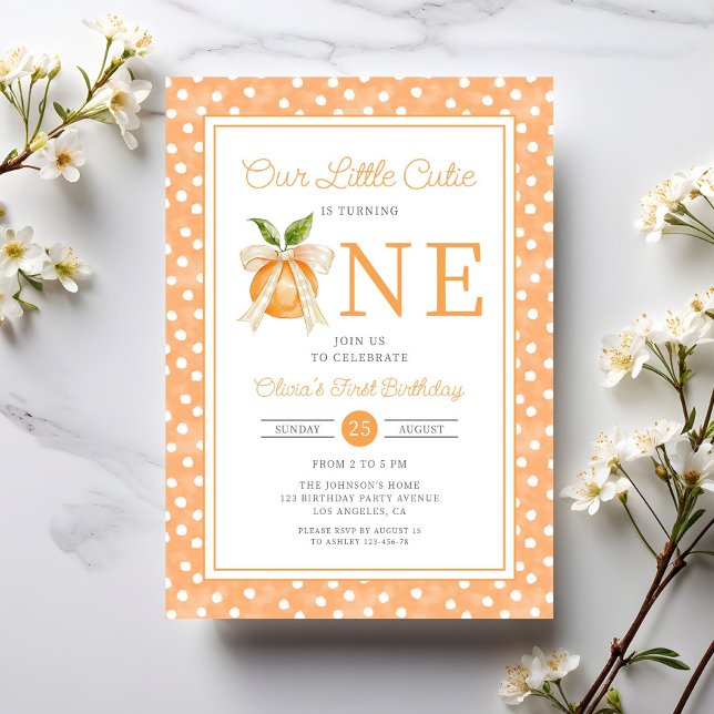Cute Little Cutie Orange Citrus 1st Birthday Invitation (Cute Little Cutie Orange Citrus 1st Birthday Invitation)