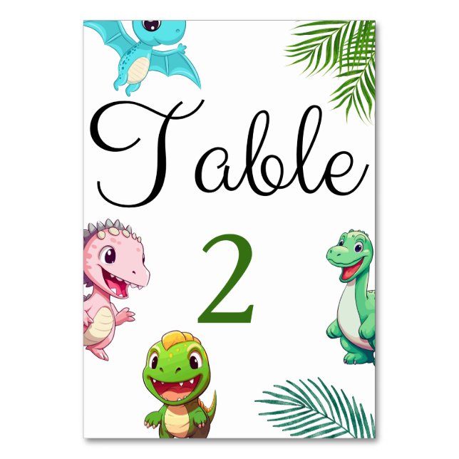 Cute Little Dino Baby Shower Table Number (Front)