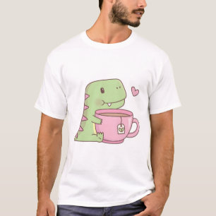 Cute Little Dino Hugging Teacup T-Shirt