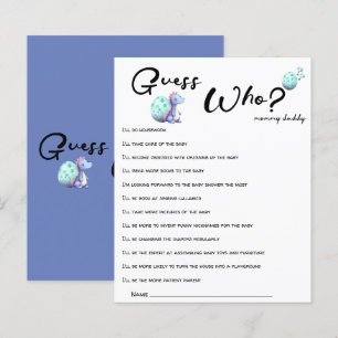 Cute Little Dinosaur Baby Shower Guess Who Game