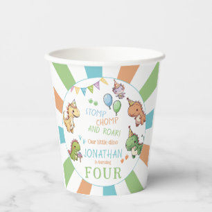 Cute little dinosaur birthday boy paper cups