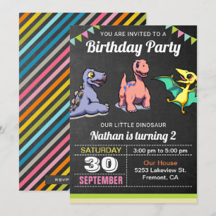 Cute Little Dinosaur Birthday Party Invitation