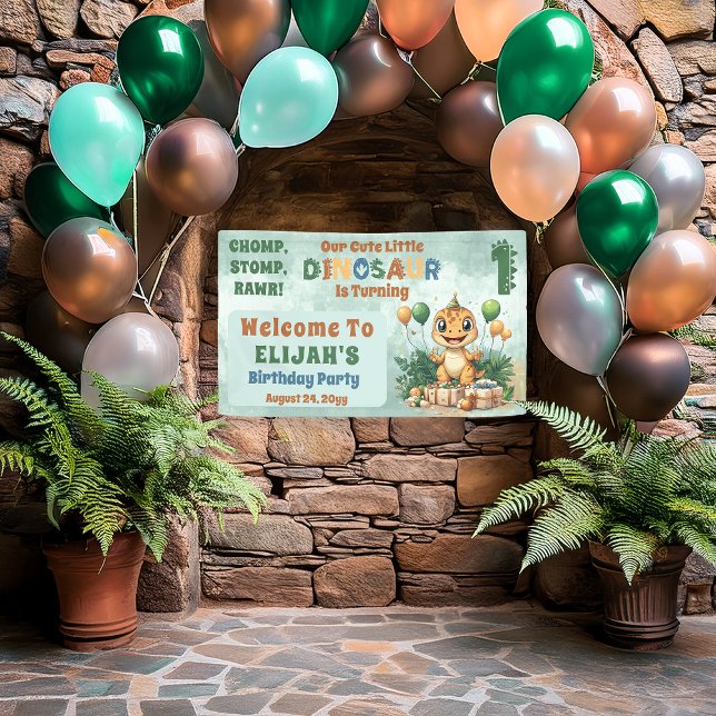 Cute Little Dinosaur Boy 1st Birthday Party Banner (Cute Little Dinosaur Boy 1st Birthday Party Banner)