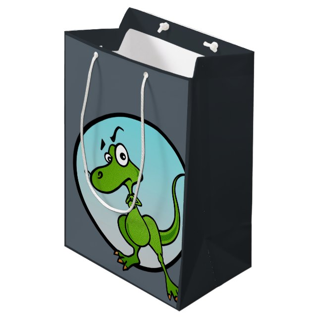 CUTE LITTLE DINOSAUR MEDIUM MATTE GIFT BAG (Front Angled)