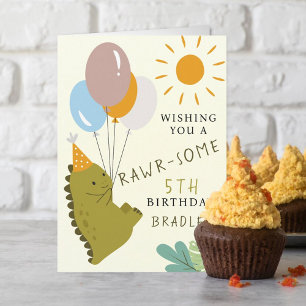 Cute Little Dinosaur Rawr-some Birthday Card