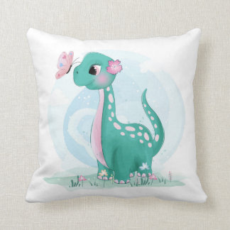 Cute Little Dinosaur With Butterfly Cushion