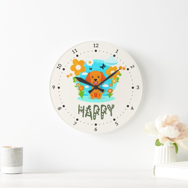 Cute little dog large clock (Home)