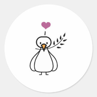 cute little dove classic round sticker