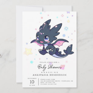 Cute Little Dragon Baby Shower Invitation