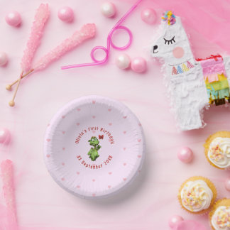 Cute Little Dragon First Birthday Paper Plate