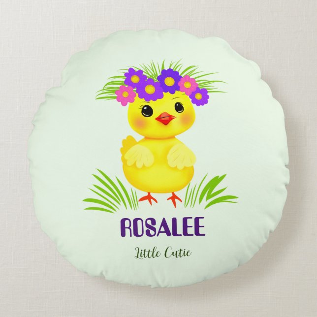 Cute little duck round cushion (Front)