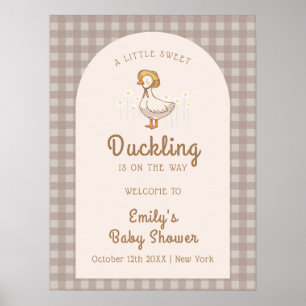Cute Little Duckling Farmhouse Baby Shower Welcome Poster