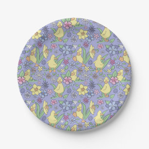 Cute Little Duckling Floral Baby Girl Shower Paper Plate