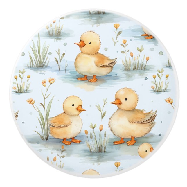 Cute Little Duckling Pattern Ceramic Knob (Front)
