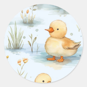 Cute Little Duckling Pattern Classic Round Sticker