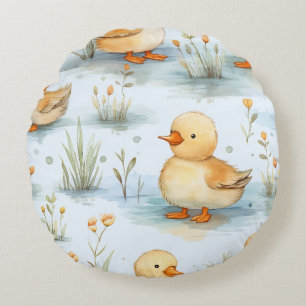 Cute Little Duckling Pattern Round Cushion