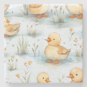 Cute Little Duckling Pattern Stone Coaster