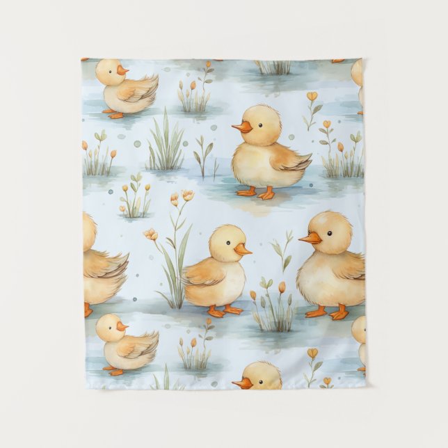 Cute Little Duckling Pattern Tapestry (Front)
