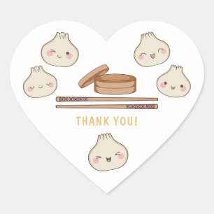 Cute Little Dumpling Baby Shower Thank You Heart Sticker