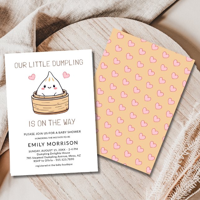 Cute Little Dumpling Hearts Baby Shower Invitation (Creator Uploaded)