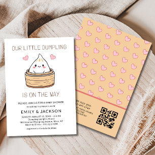 Cute Little Dumpling QR Code Baby Shower Invitation