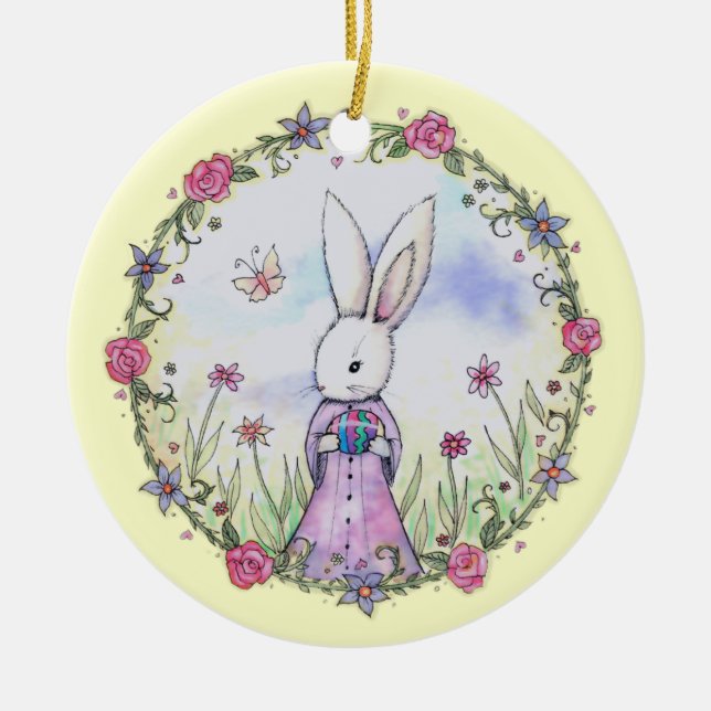 Cute Little Easter Bunny Ornament (Front)