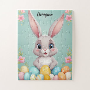 Cute Little Easter Bunny Personalised Kids Jigsaw Puzzle
