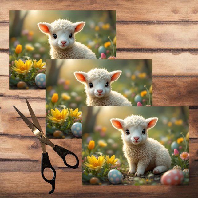 Cute little Easter lamb, crocus, Easter eggs,  Tissue Paper (Creator Uploaded)