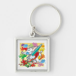 cute little elephant painting key ring