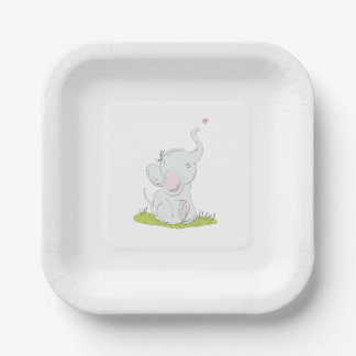 cute little elephant paper plate