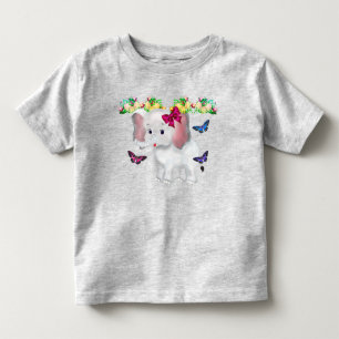 Cute Little Elephant with Butterflies Toddler T-Shirt