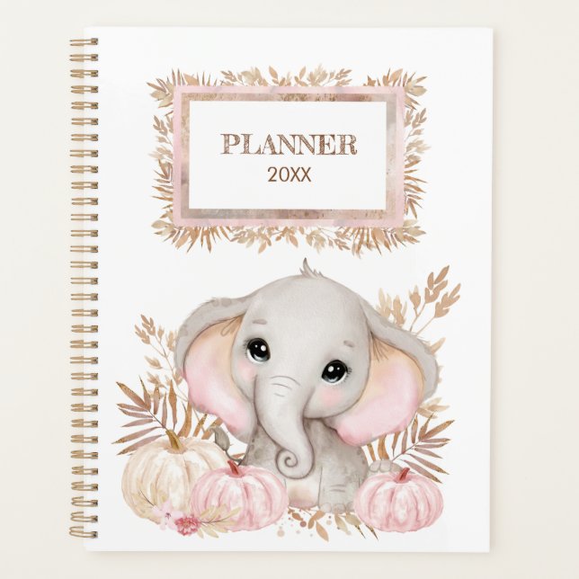 Cute Little Elephant With Pumpkins Planner (Front)