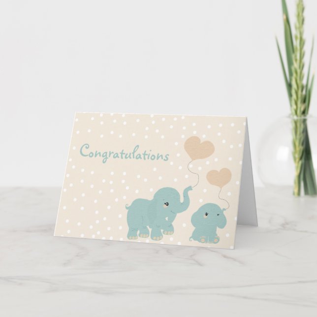 Cute Little Elephants, Little Bundle Of Joy Card (Front)