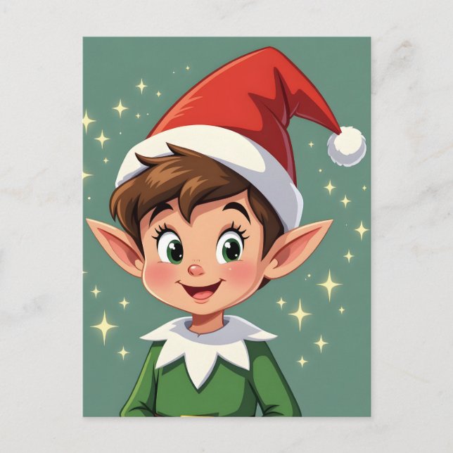 Cute little elf with Christmas hat Postcard (Front)