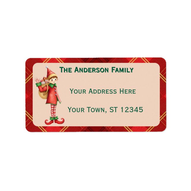 Cute Little Elves - Personalised Christmas  Label (Front)