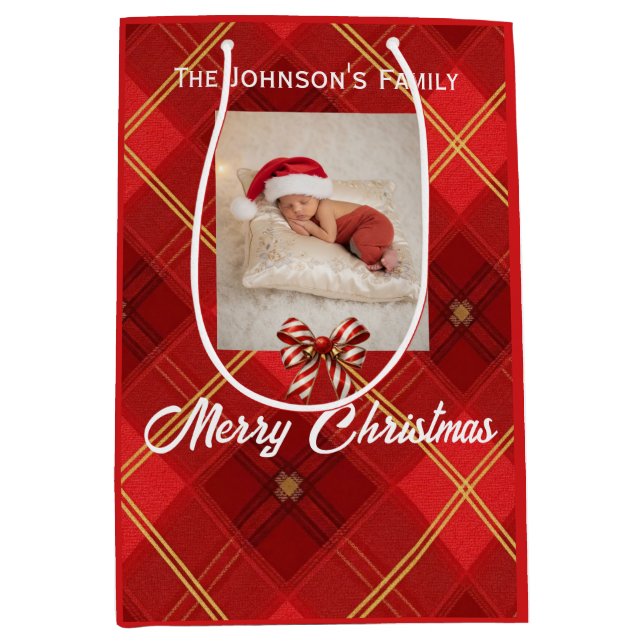 Cute Little Elves - Personalised Christmas  Medium Gift Bag (Front)