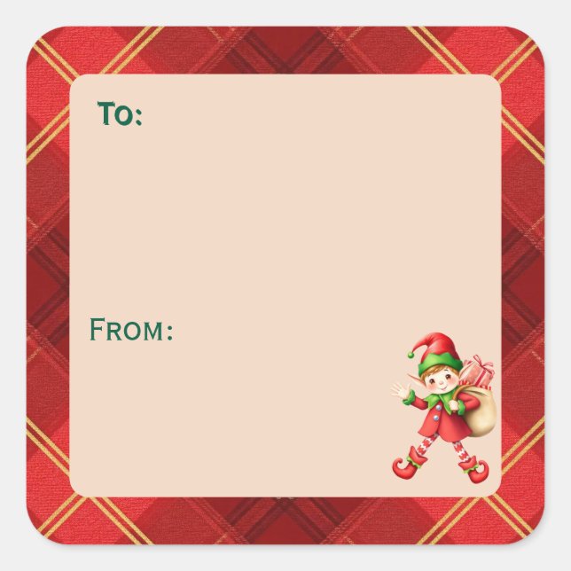 Cute Little Elves - Personalised Christmas  Square Sticker (Front)