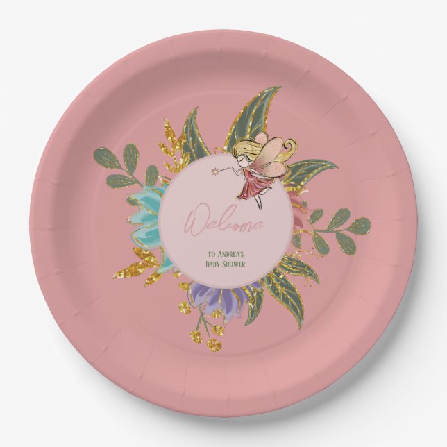 Cute Little Fairy Wonderland Magical Woodland Paper Plate (Front)