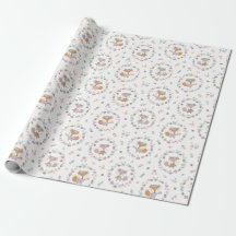 Cute Little Fall Fox with flowers in soft colours