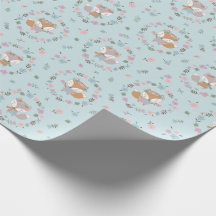 Cute Little Fall Fox with flowers in soft colours