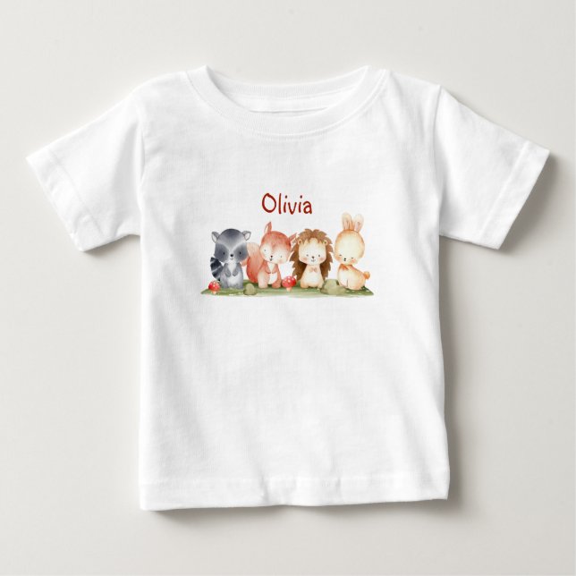 Cute Little Farm Animal Custom Name Personal Baby  T-Shirt (Front)